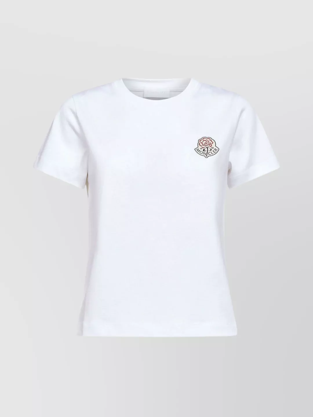 Moncler Crew Neck Short Sleeve T-shirt With Embroidery In White