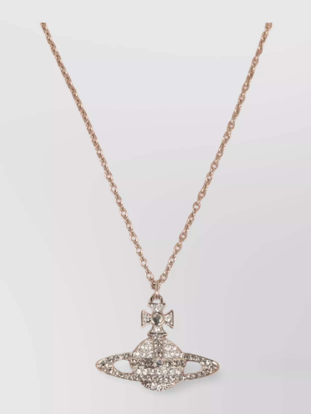 Vivienne Westwood Brass Chain Necklace With Crystal Orb Pendant