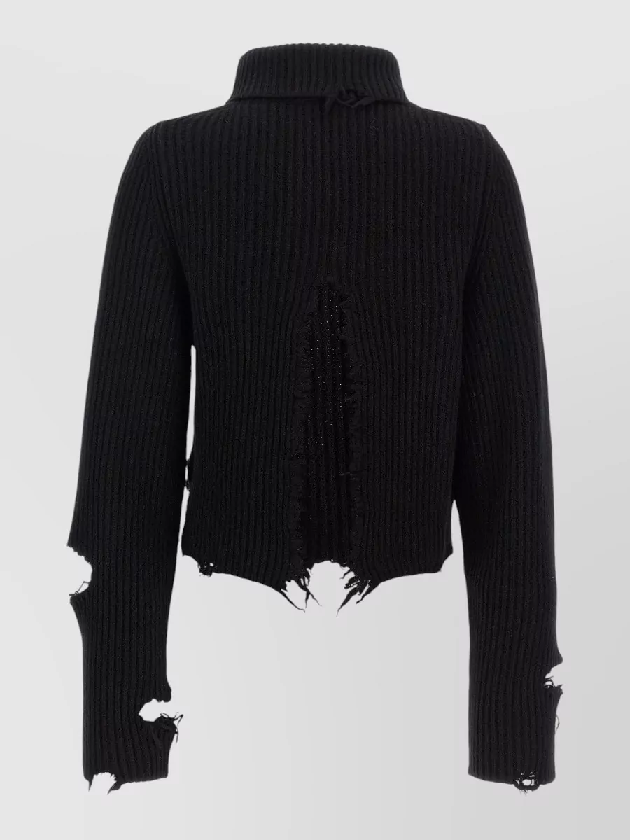 Haikure Merino Wool Ribbed Cropped Turtleneck Sweater