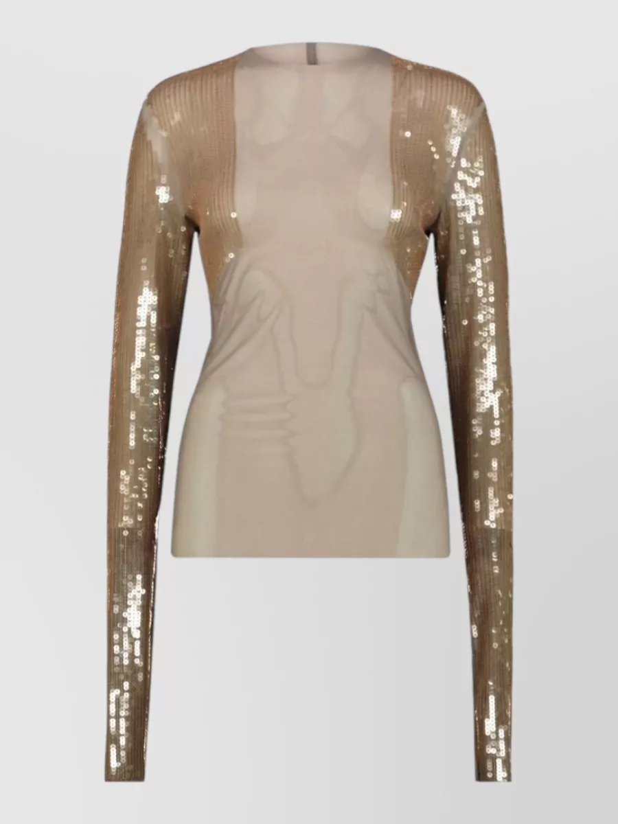 Rick Owens Sequined long-sleeve round-neck blouse