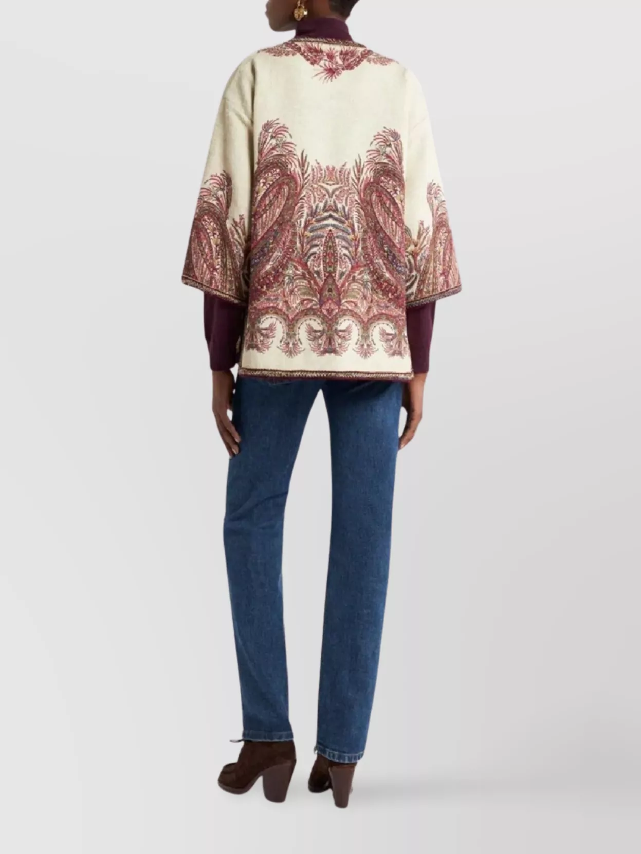 Etro Embroidered Paisley Trim Jacket In Neutral