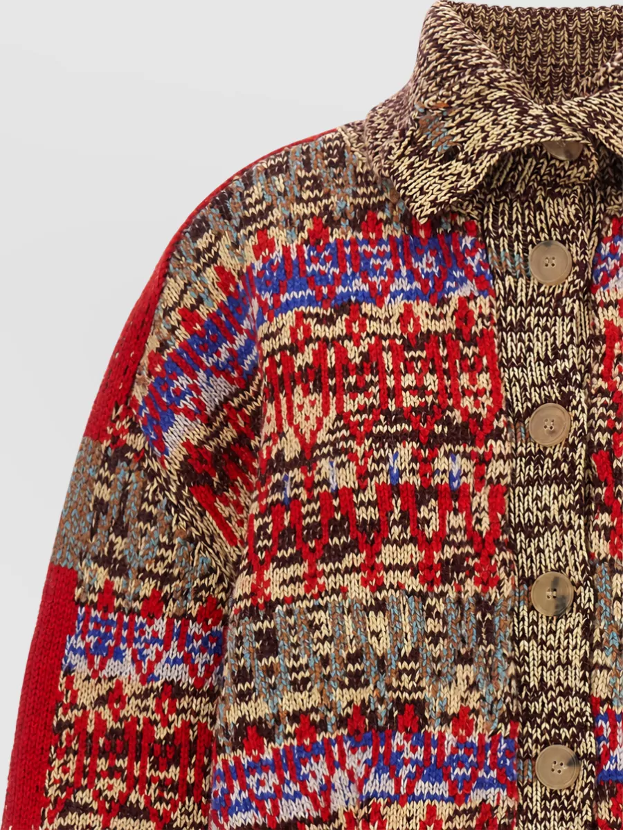 Dries Van Noten Cashmere Wool Oversized Jacquard Cardigan