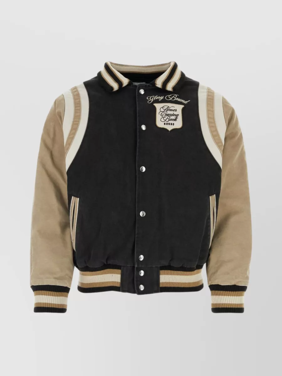Shop Rhude Multiple Hues Canvas Bomber Jacket In Brown