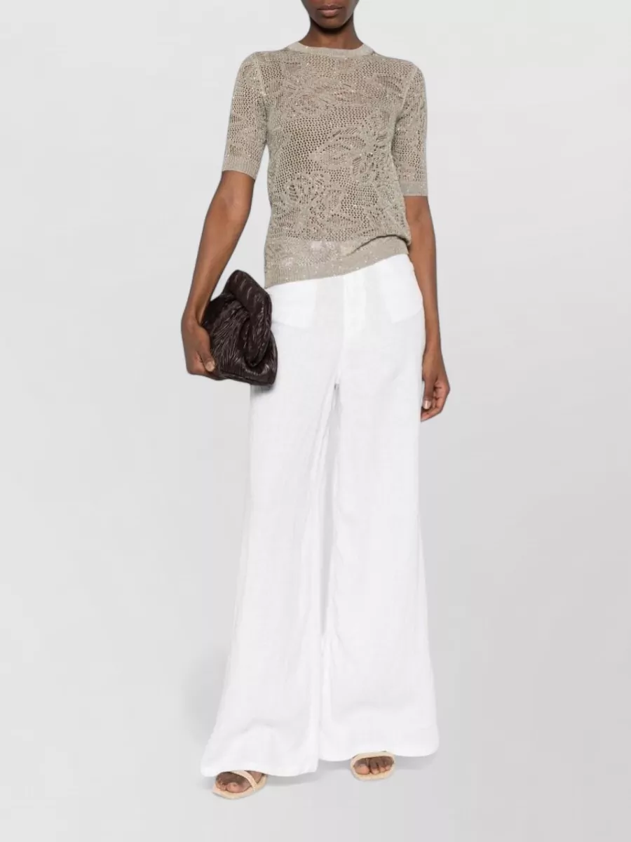 Fabiana Filippi Openwork Short-Sleeve Blouse