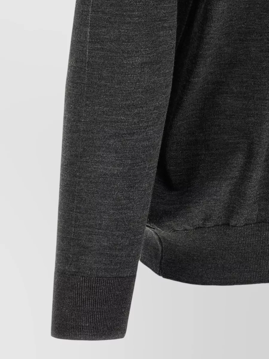 Kiton Wool Long-Sleeve Polo Sweater