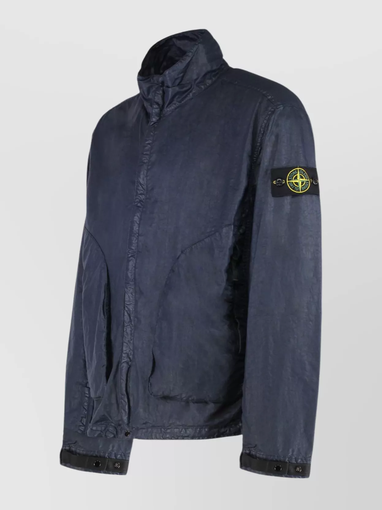 Stone Island Jacket High Collar Adjustable Drawstring In Blue