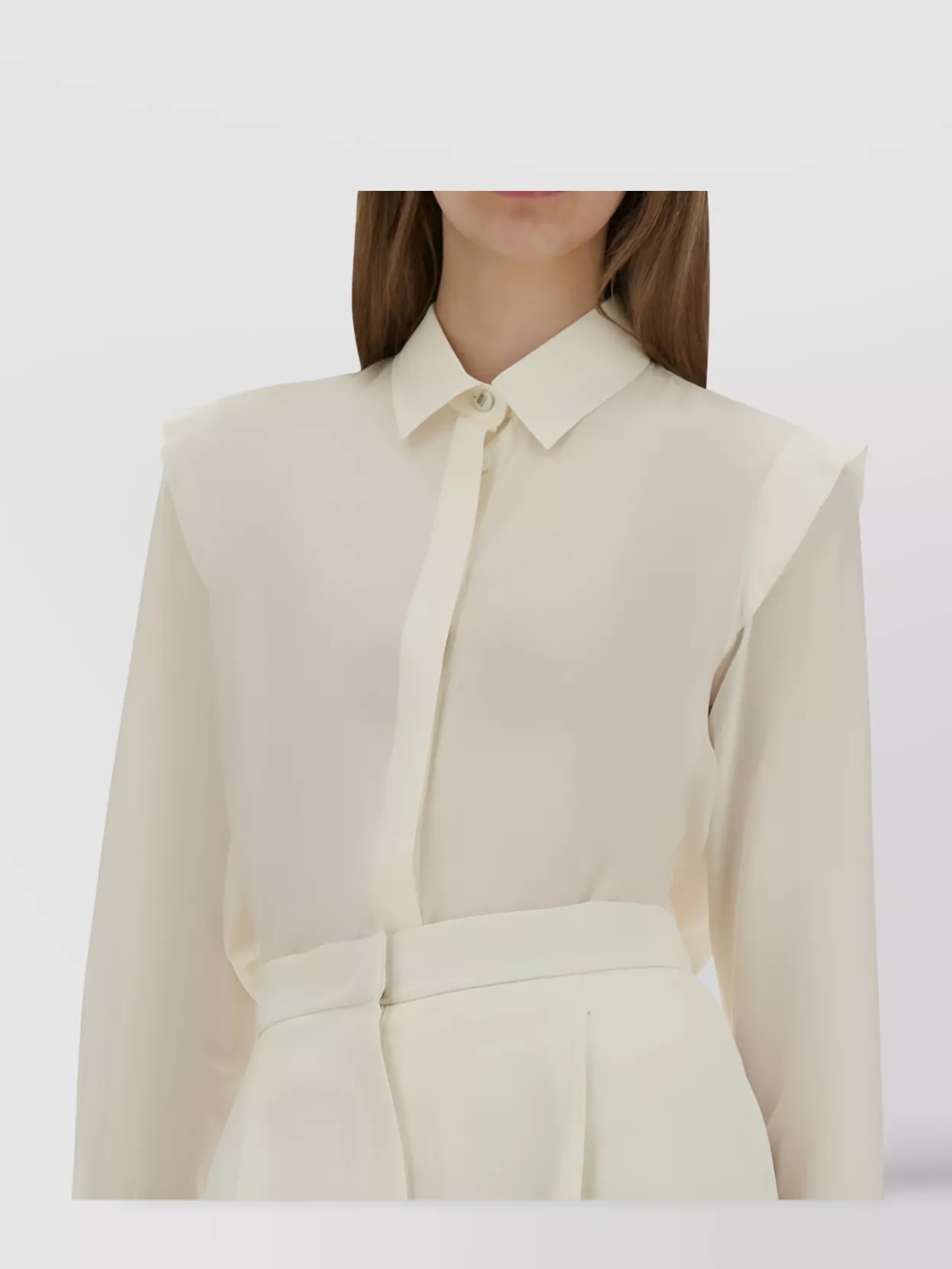 Max Mara Long Sleeve Sheer Shirt With Pointed Collar In White