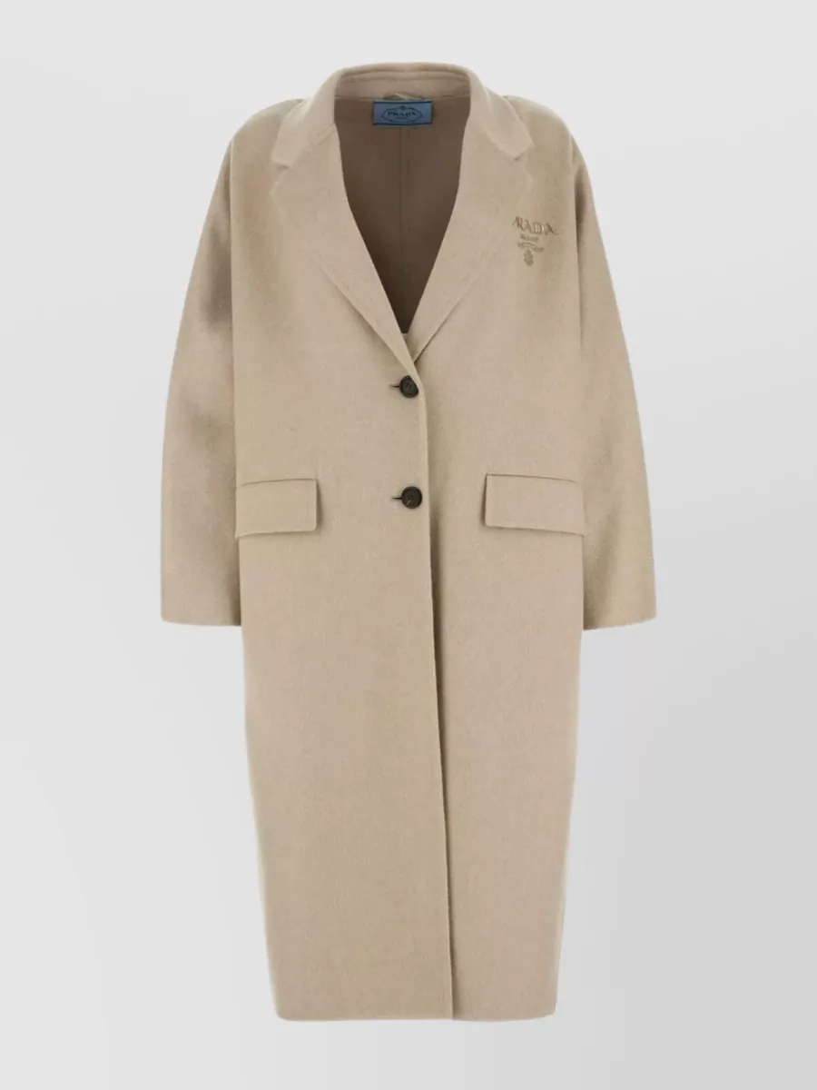 Shop Prada Structured Shoulder Oversized Cashmere Coat In Brown