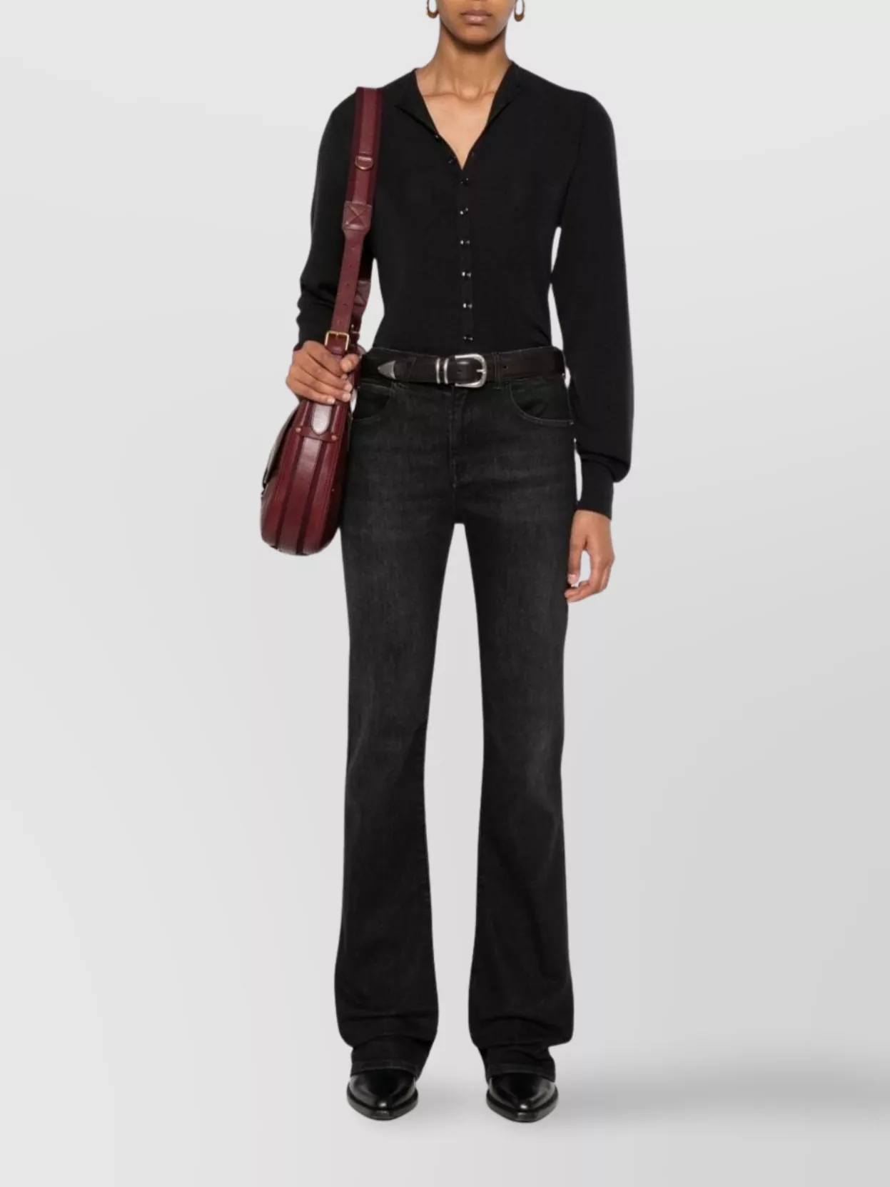 Emporio Armani Flared Stretch-Cotton Trousers Belt Loops