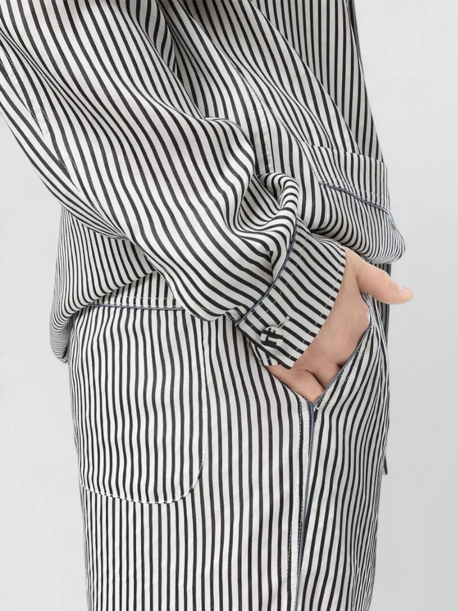 Tom Ford Striped Silk Pajama Shirt Piping Logo