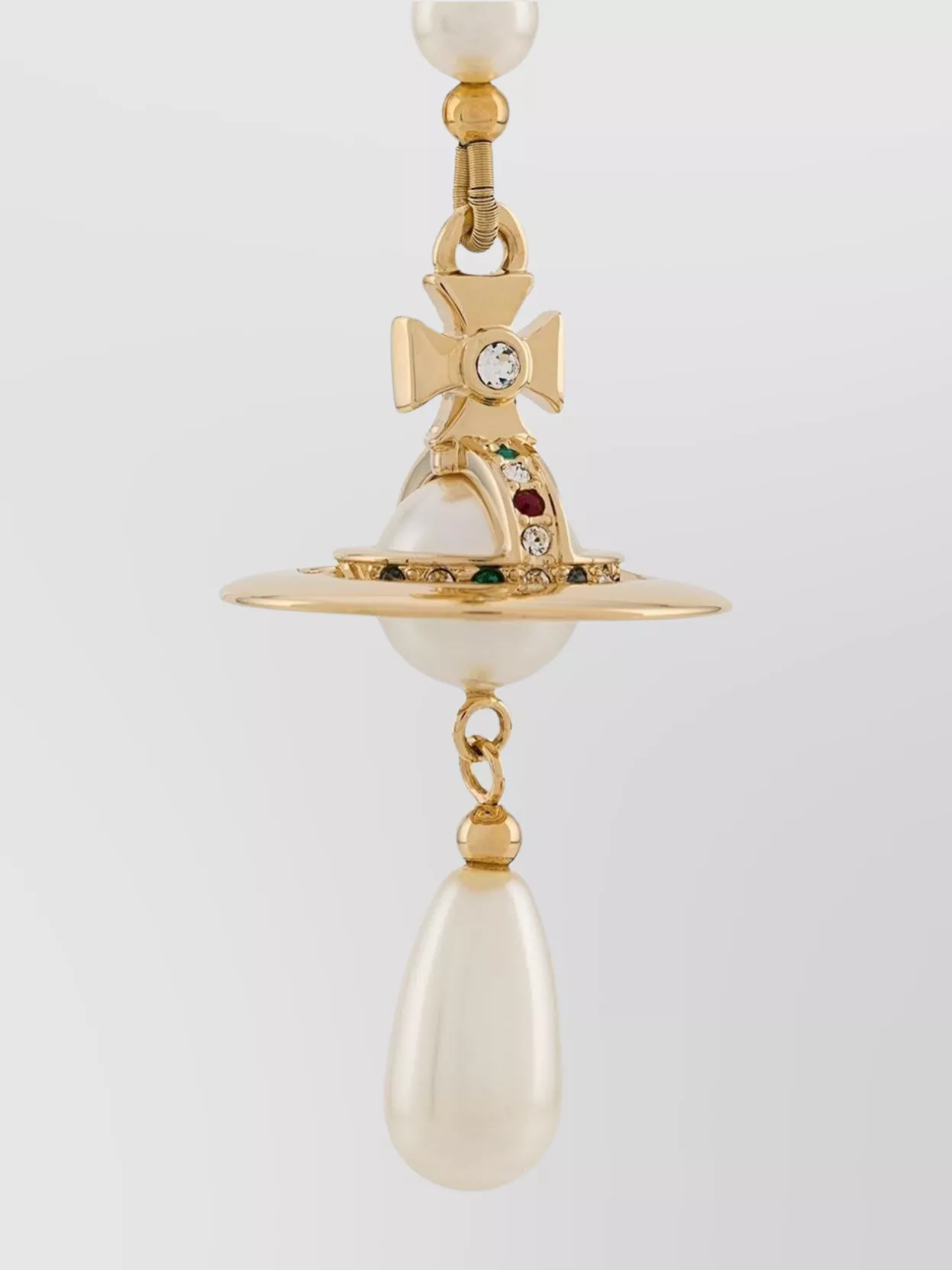Vivienne Westwood Crystal Drop Earrings Faux-Pearl Detailing
