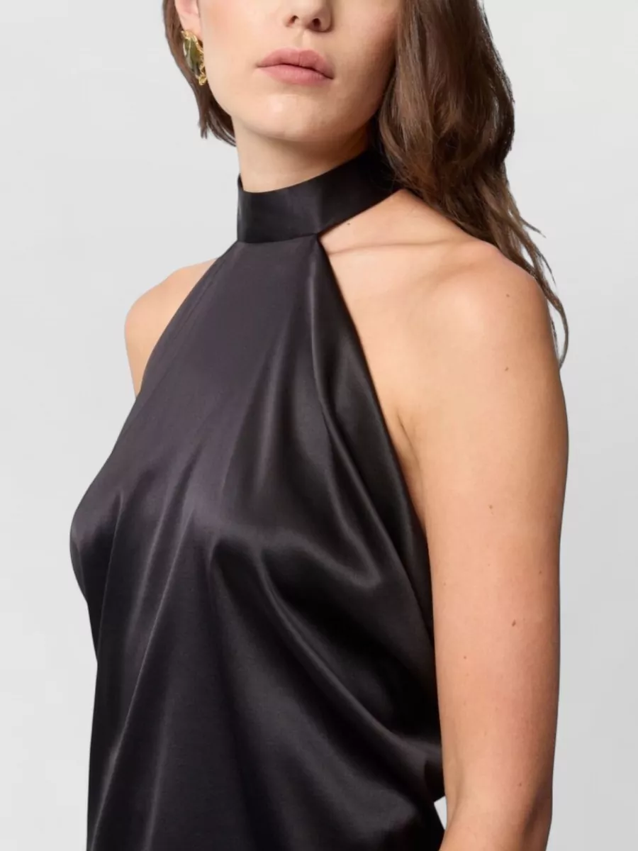 Nina Ricci Satin Draped Halterneck Top Open Back