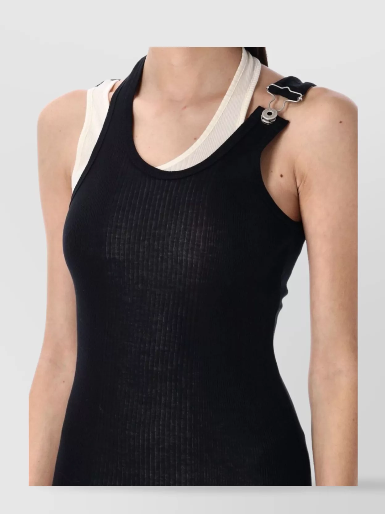 ワンピース JeanPaul GAULTIER COTTON RIBBED DOUBLE LAYER DRESS Jean Paul Gaultier Ribbed layered cotton dress with buckle