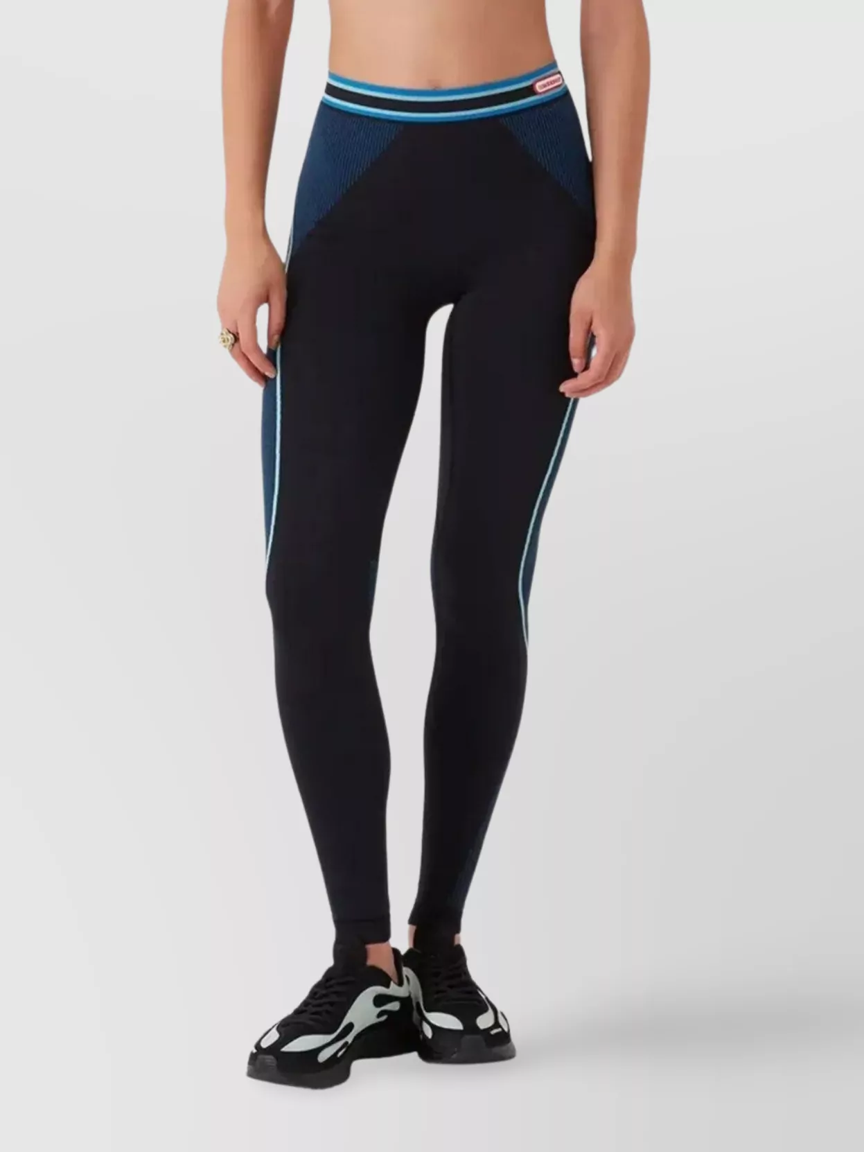 Casablanca Womens Blue Seamless Textured-panels Stretch-woven Leggings In Blue
