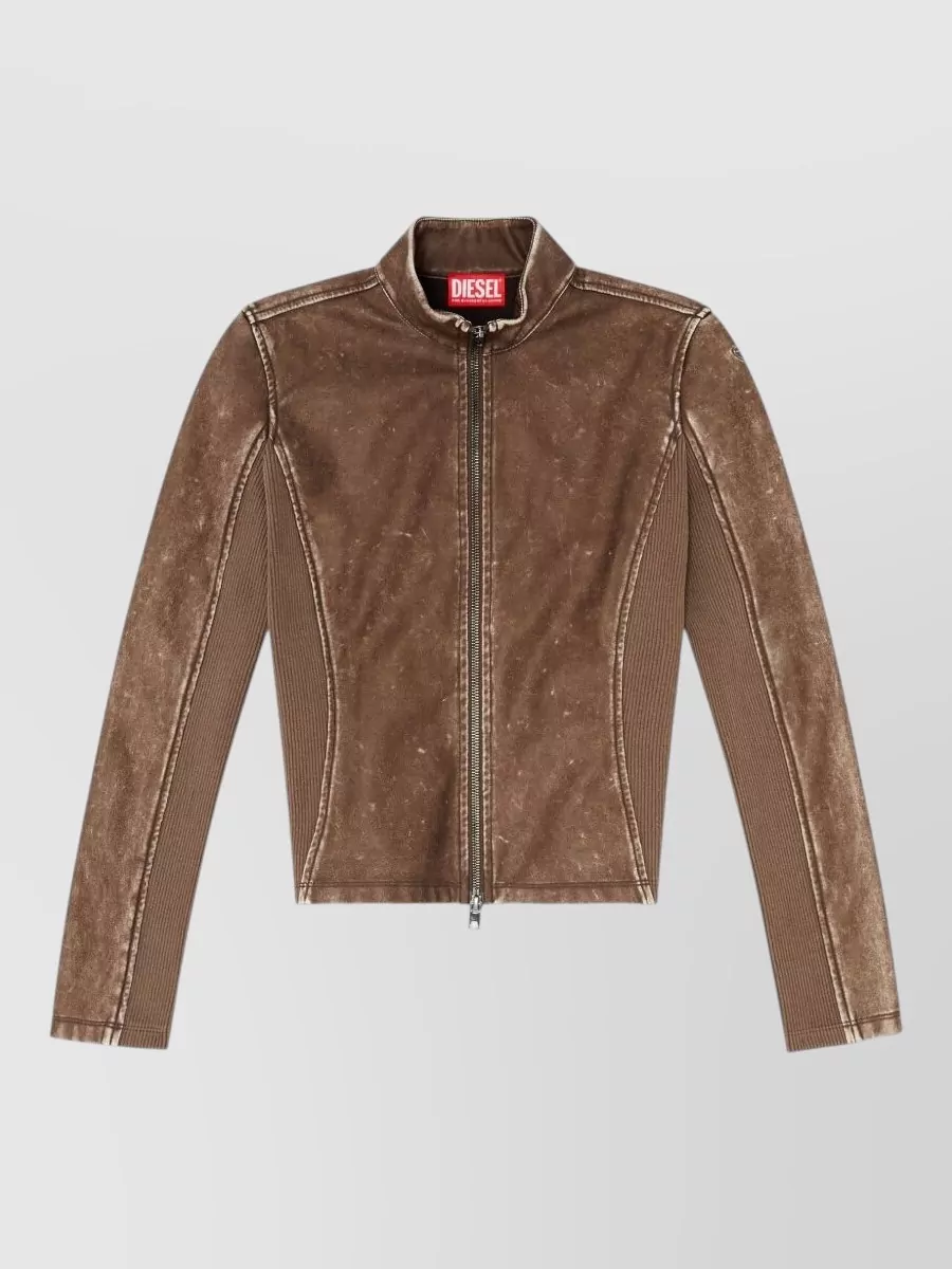 Diesel ribbed-knit biker jacket