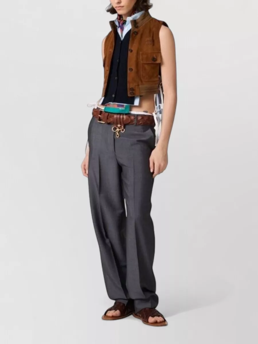 トップス nori1331 Miu Miu Crop-top denim scoop neck | The Fashion Square