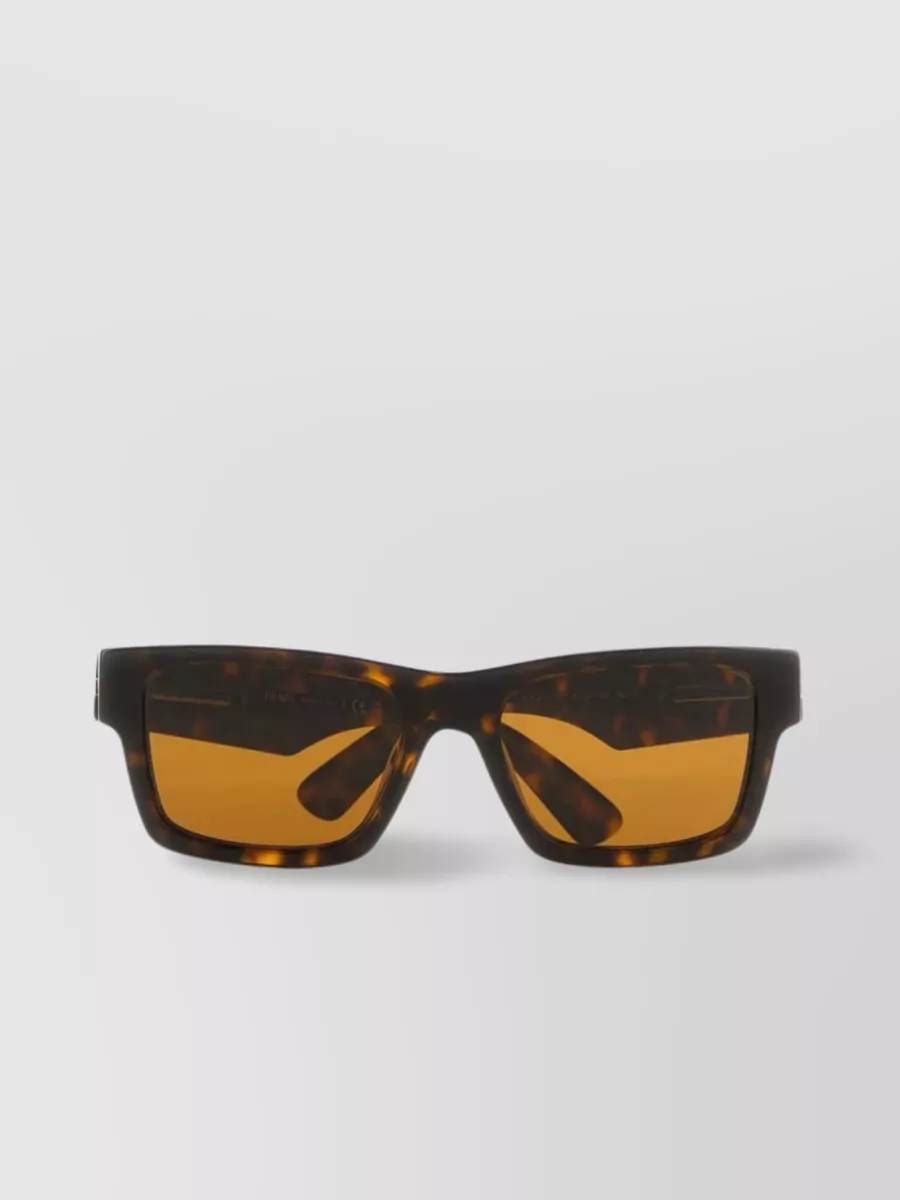 Shop Prada Acetate Rectangular Frame Sunglasses In Black