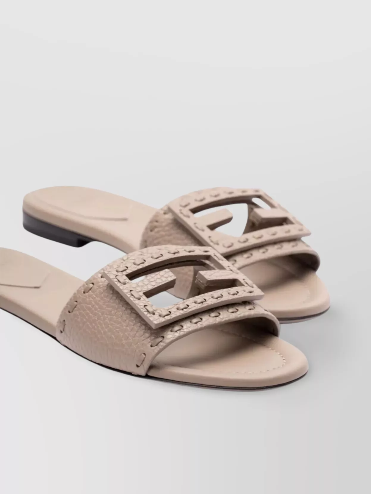 Fendi Textured Strap Flat Sole Sandals
