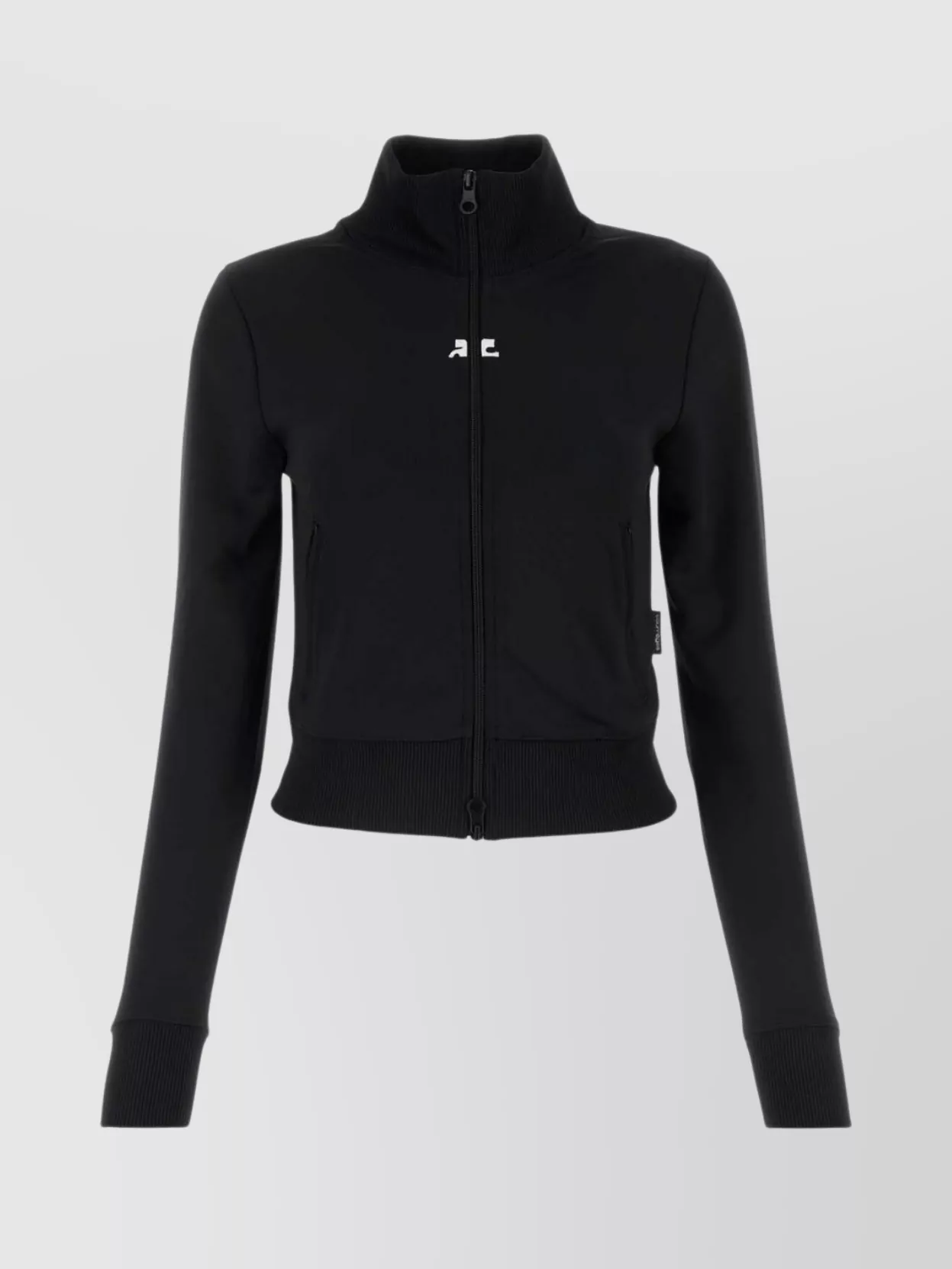 Shop Courrèges High Collar Sweatshirt With Ribbed Cuffs And Hem