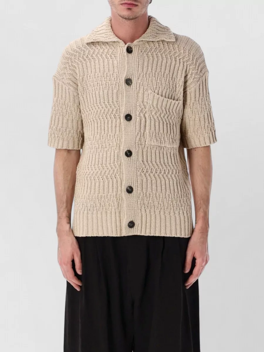 Roberto Collina cotton cable-knit short-sleeve cardigan shirt