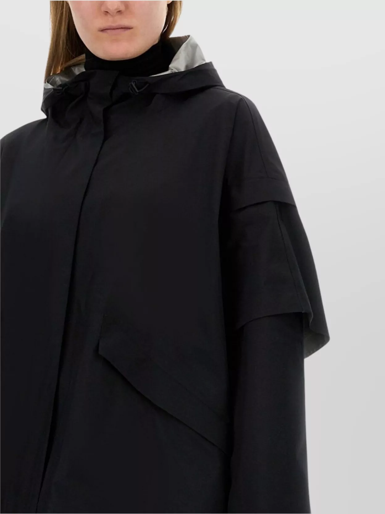 Herno Oversized Hooded Cape Layered Sleeves