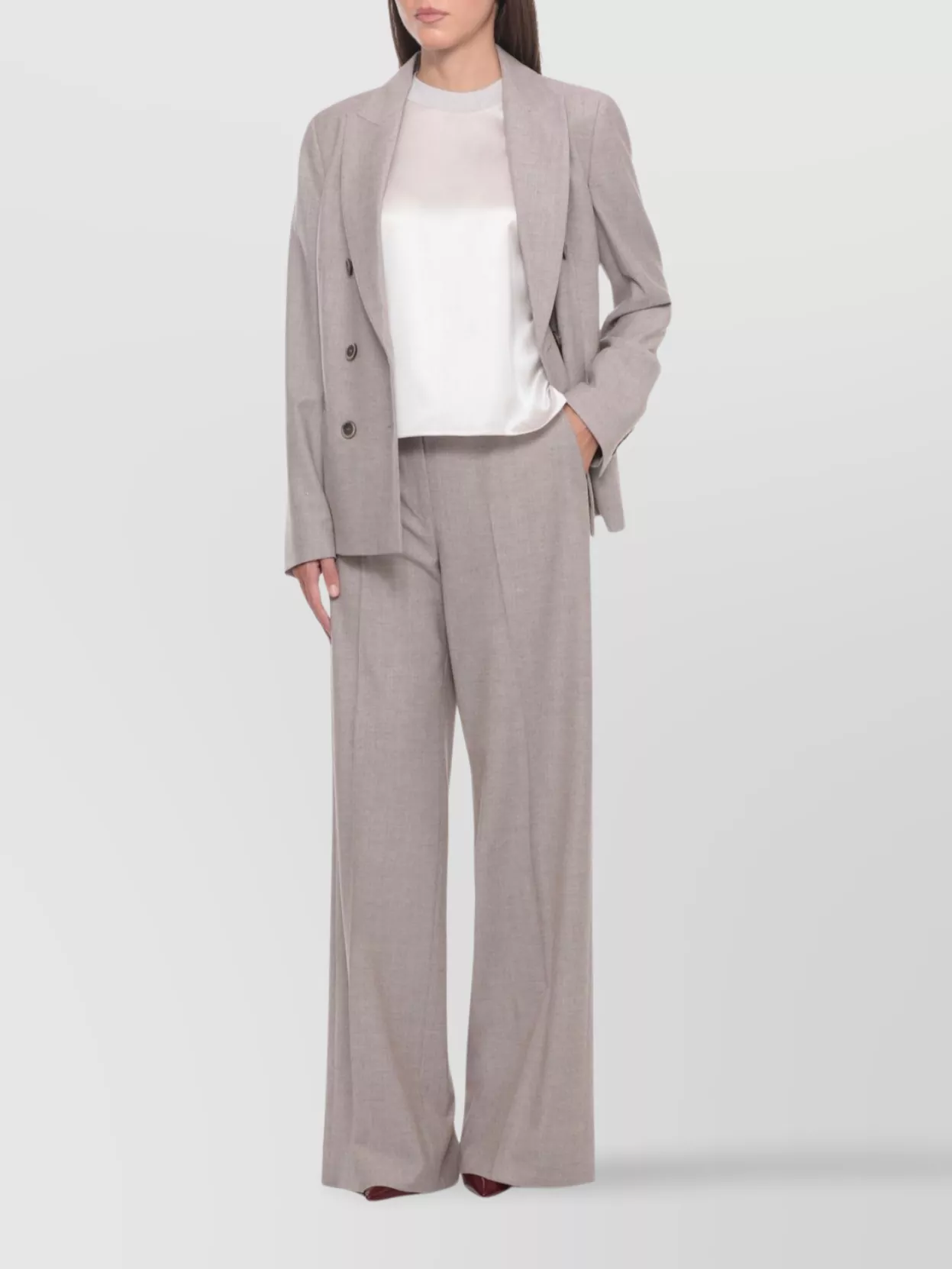 Peserico Double-Breasted Wool Blazer Featuring Pockets