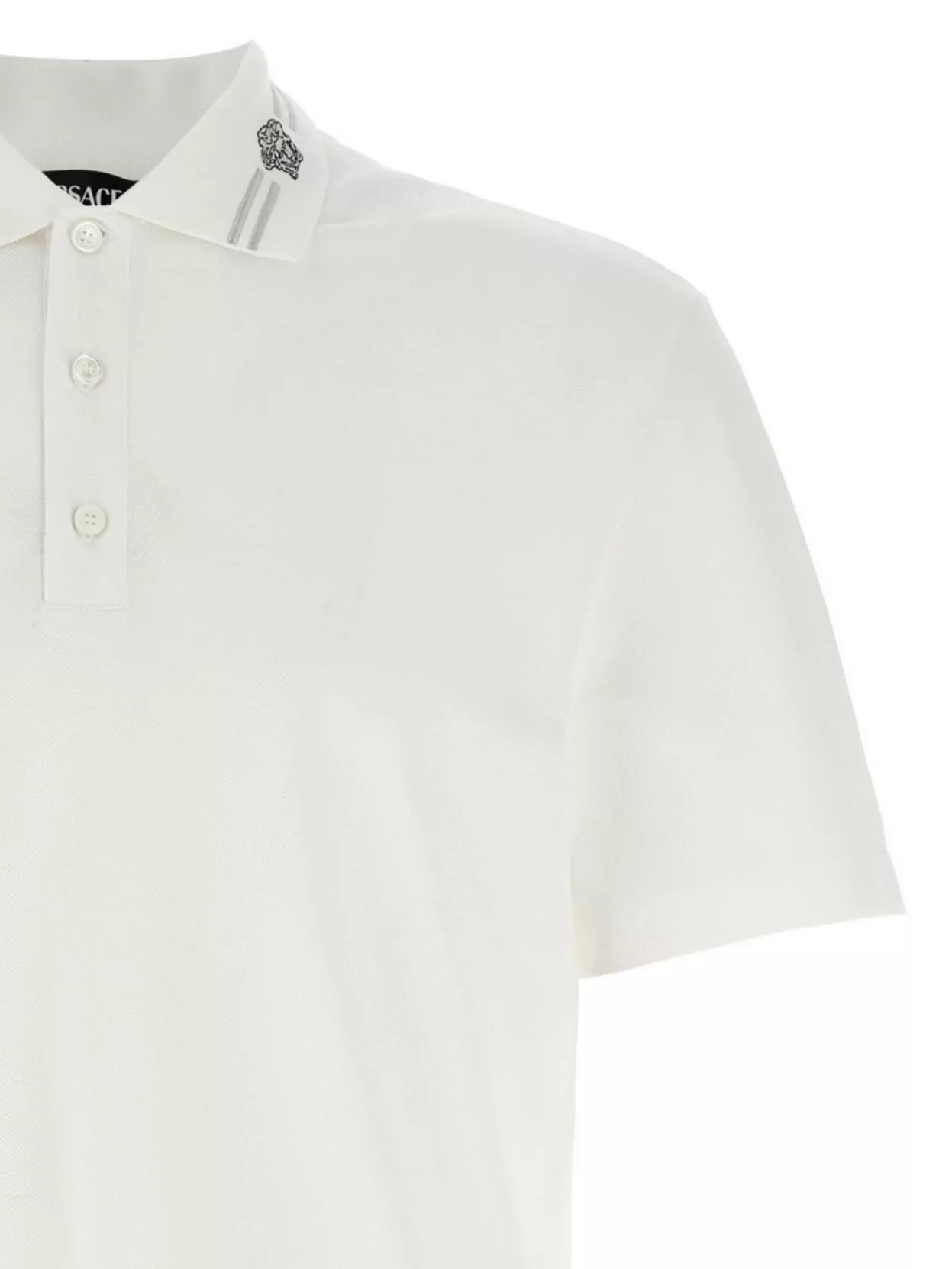 Versace White Polo Shirt With Medusa Detail On The Collar