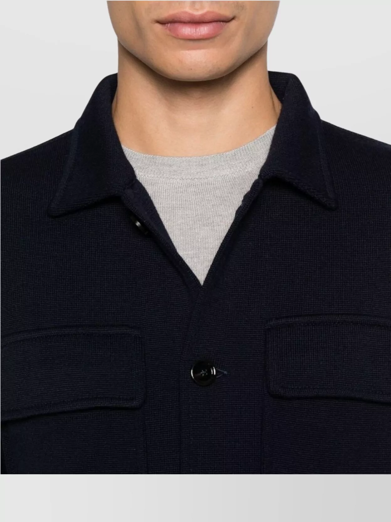 Lardini Knitted Jacket With Collared Front Pockets