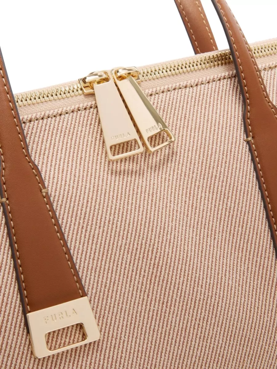 Furla Large Cotton Leather Tote Bag