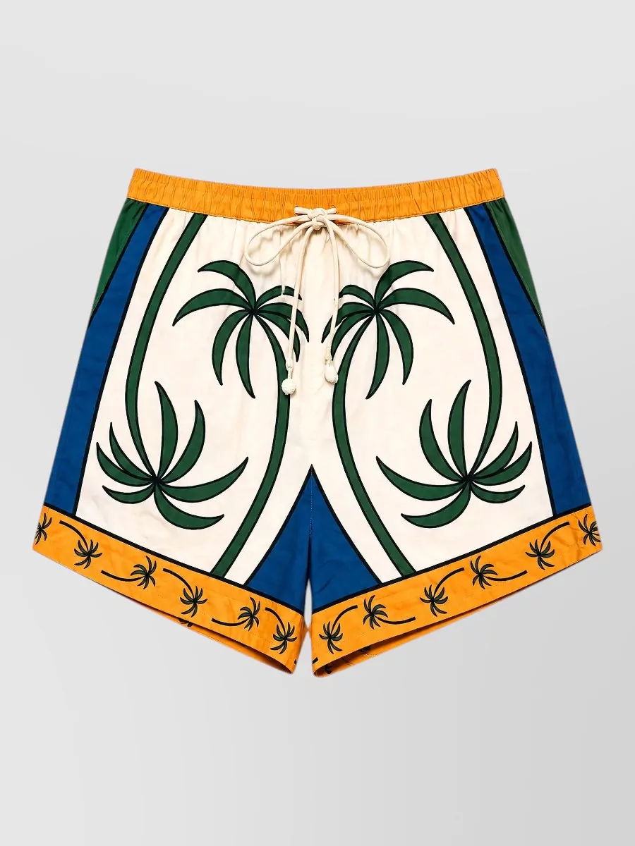 Farm Rio Printed cotton drawstring shorts