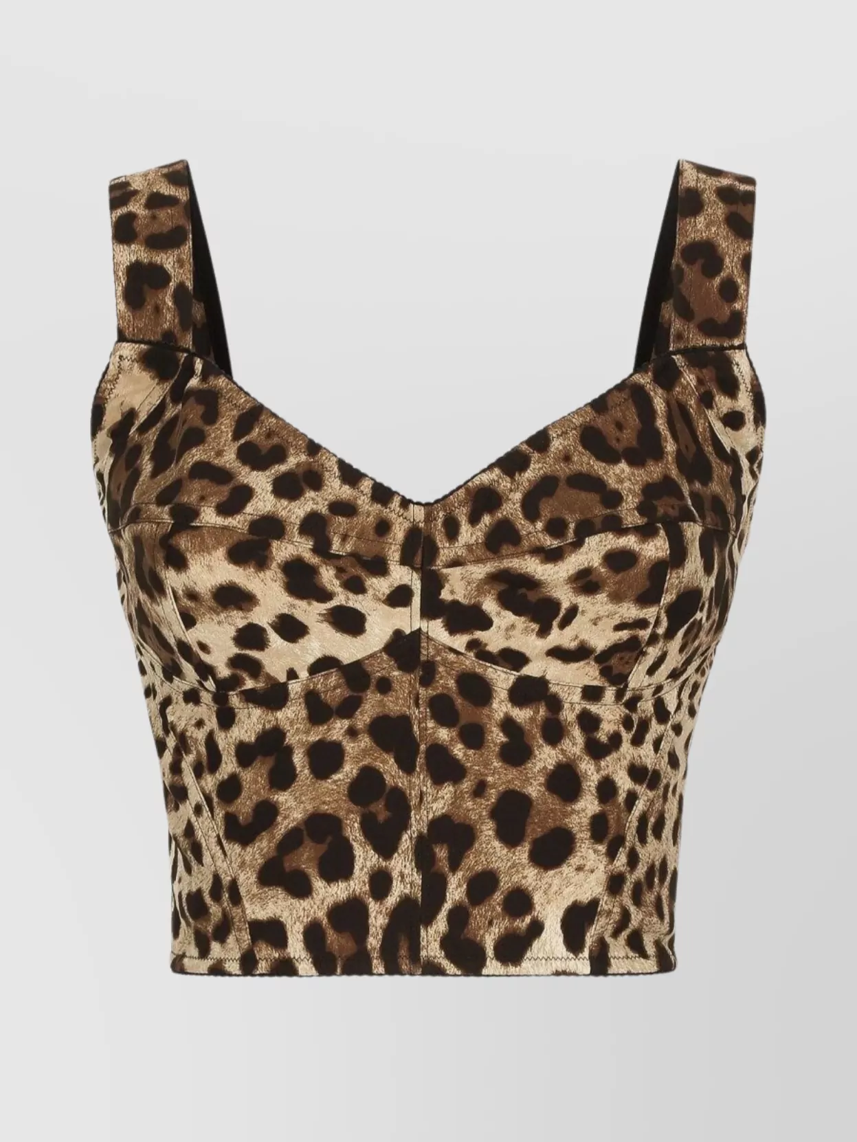 Dolce & Gabbana Leopard-print Charmeuse Bustier Top In Brown