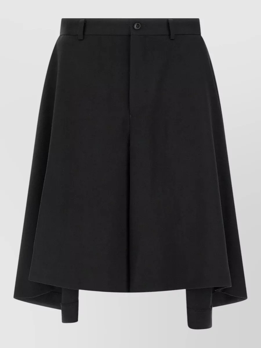 Comme Des Garçons Loose Leg Bermuda Shorts Belt Loops Pleats In Black