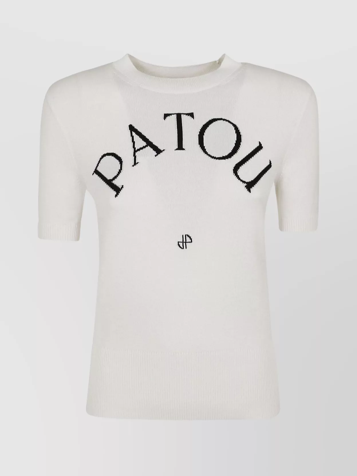 Patou Jacquard V Neck Short Sleeves Top In White