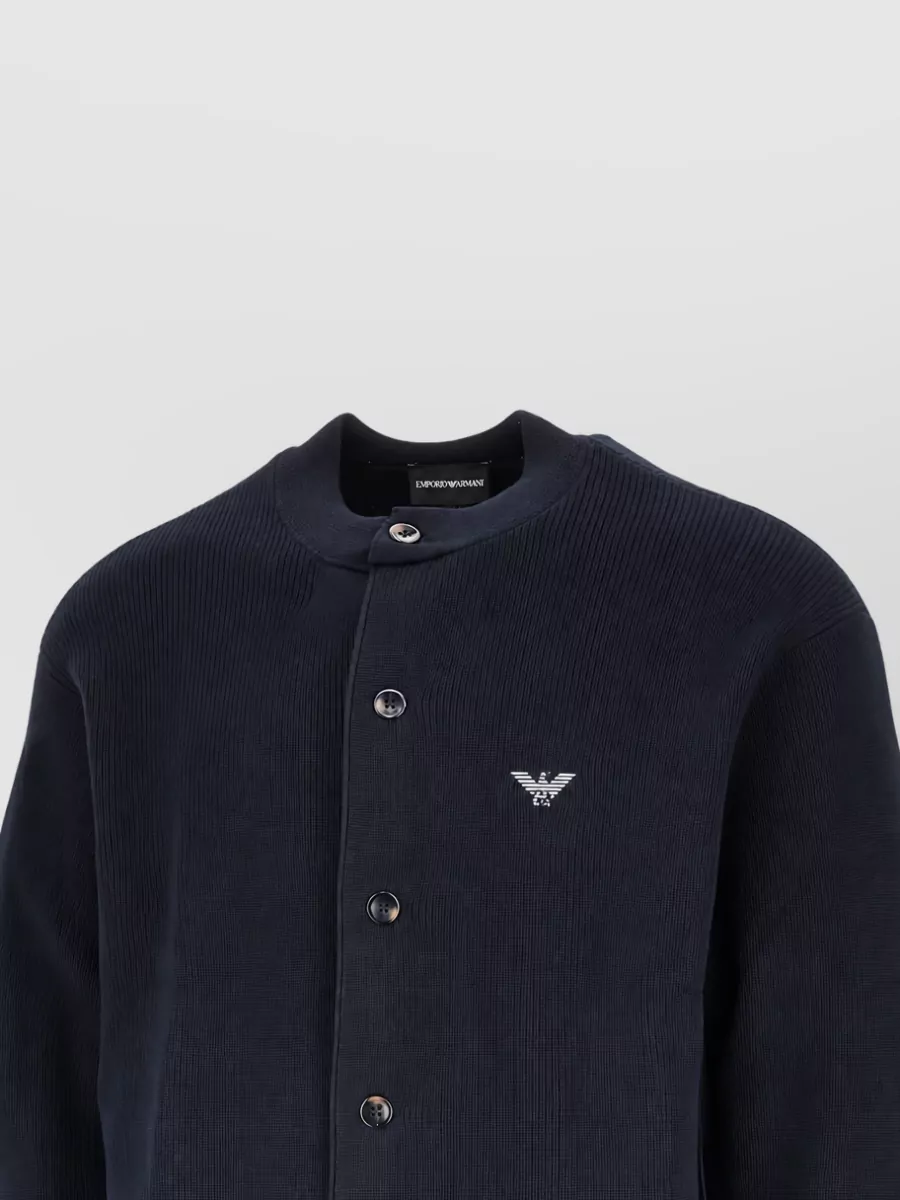 Emporio Armani Wool Ribbed Knit Cardigan