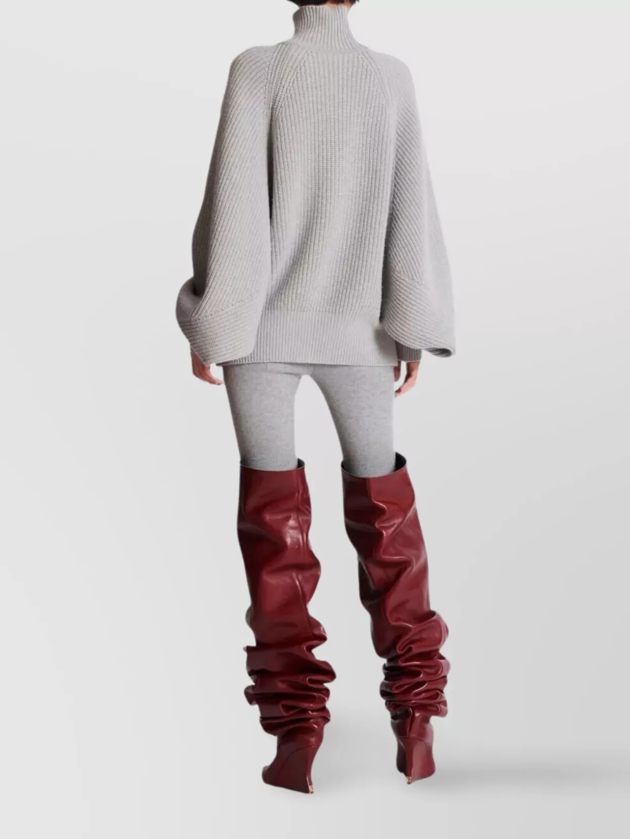 Balmain Oversized Turtleneck Ribbed Knit Sweater