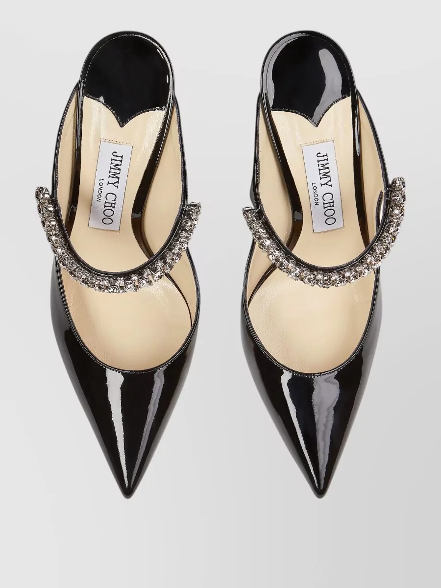 Jimmy Choo Leather Crystal-Embellished Slip-On Pumps