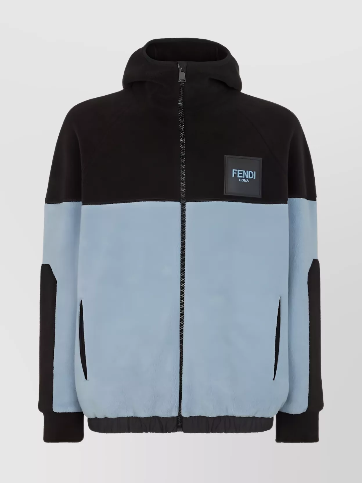 FENDI ZIP-UP HOODED SWEATER WITH SIDE POCKETS
