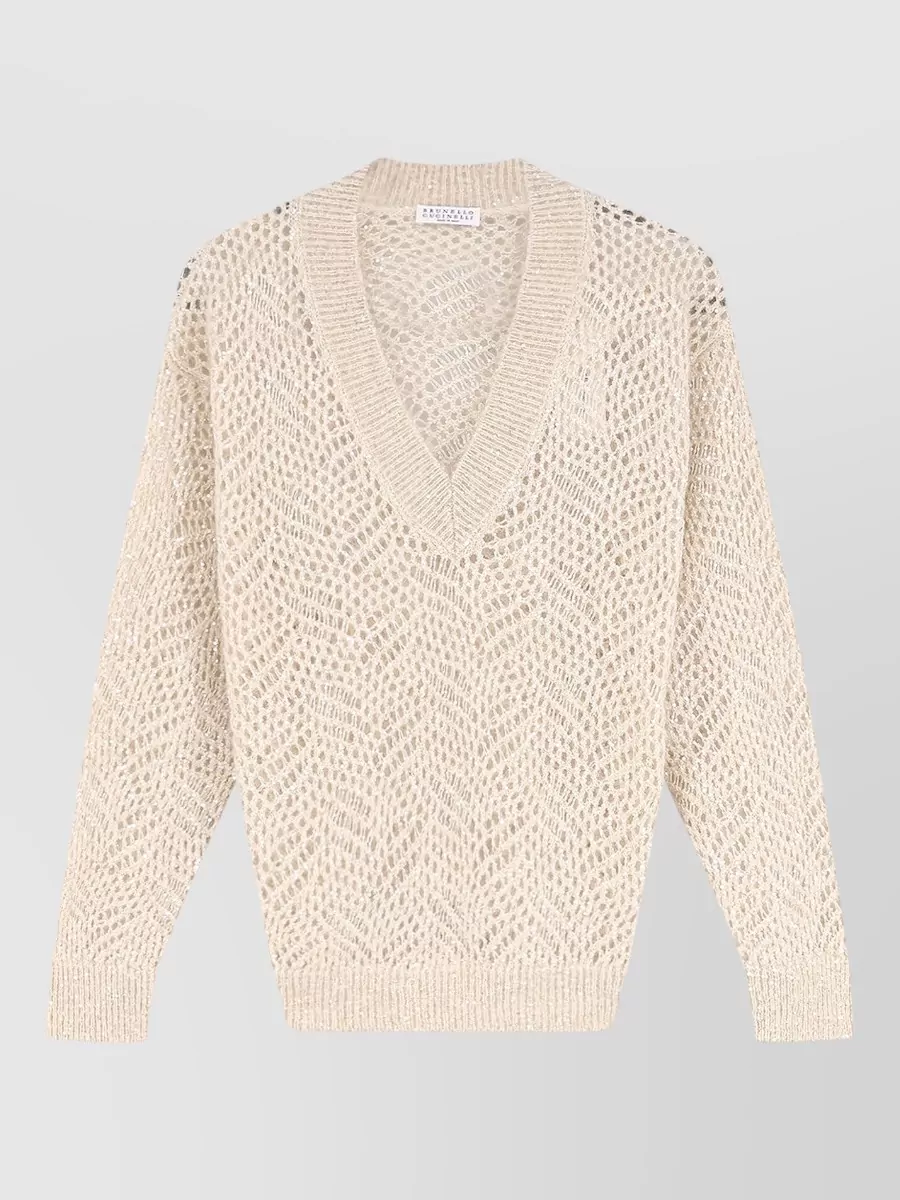Brunello Cucinelli cashmere crew-neck ribbed long-sleeve sweater
