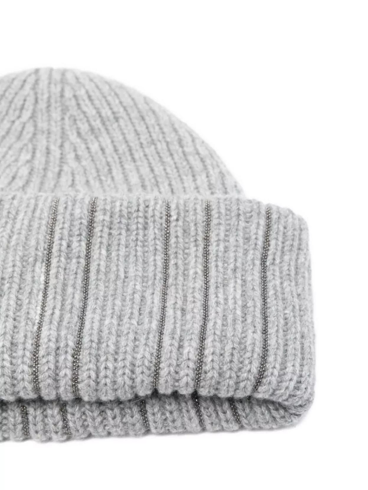 Fabiana Filippi Close-fitting Knit Beanie Featuring Metallic Detail In Gray