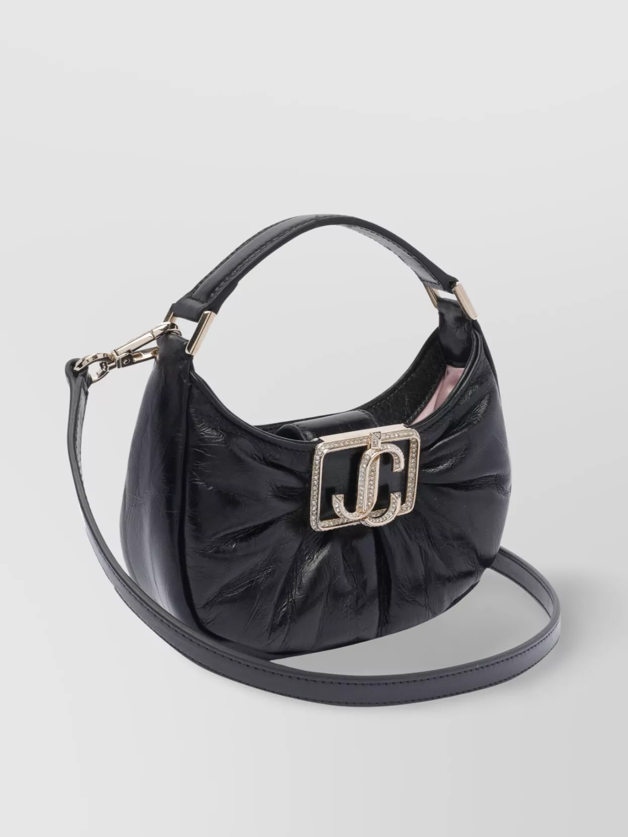 JIMMY CHOO HOBO BAG WITH METALLIC ACCENTS AND TOP HANDLE