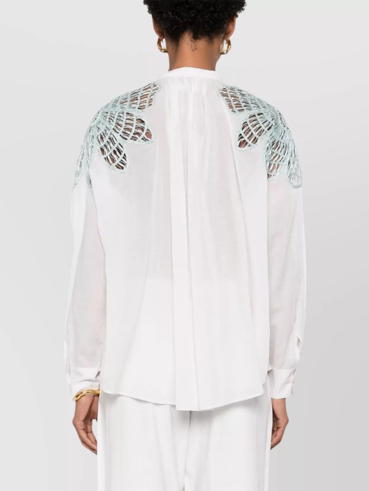 Forte Forte Sheer Stand-Up Collar Embroidered Shirt