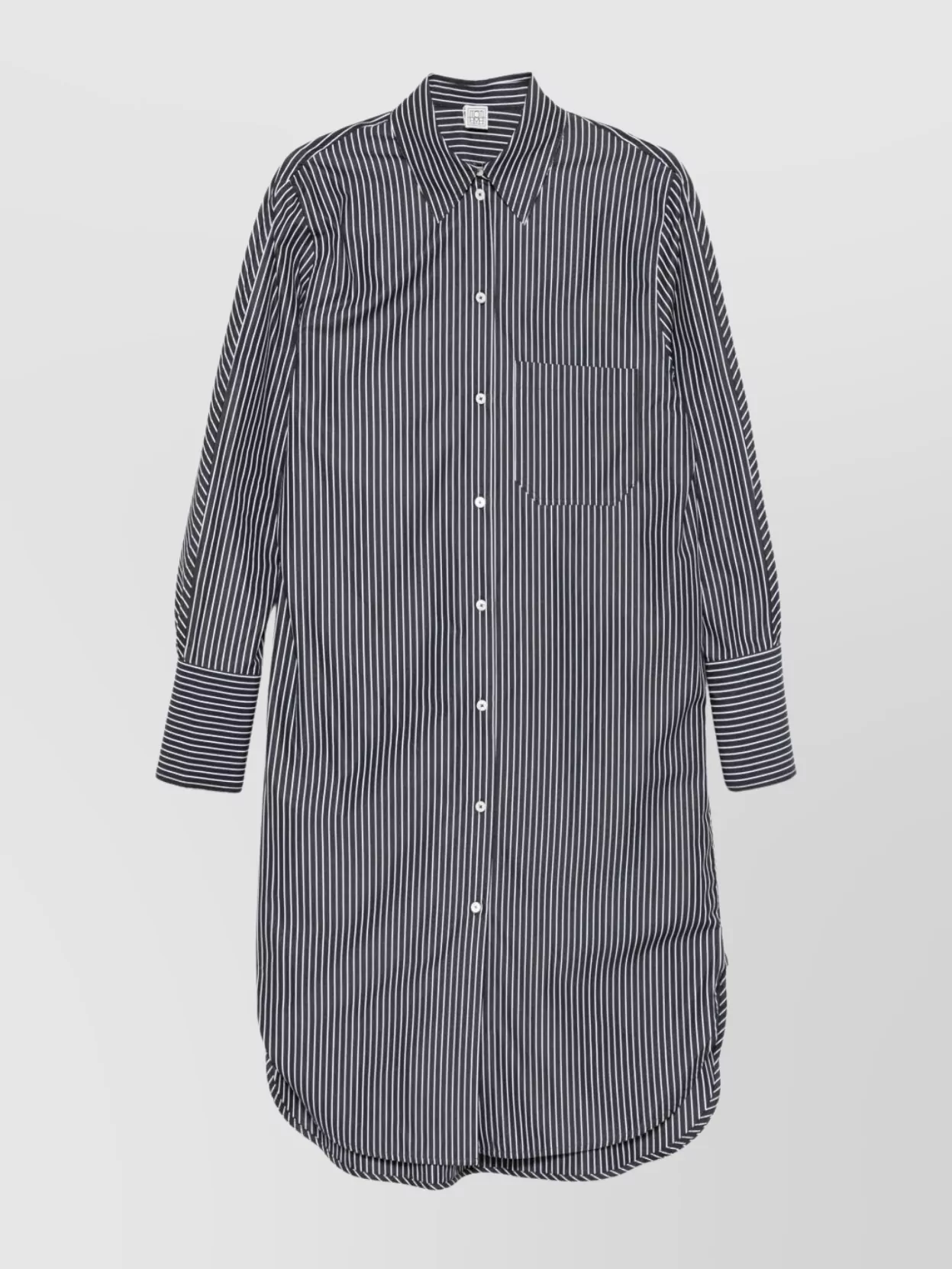 Totême Striped Shirtdress Cotton Chest Pocket Detail In Gray