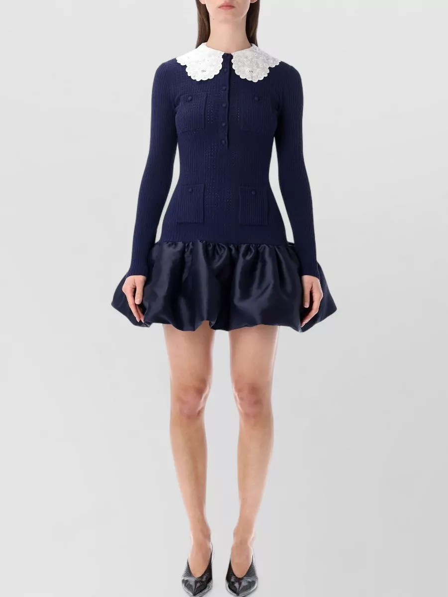Self-Portrait Pointelle-knit mini dress