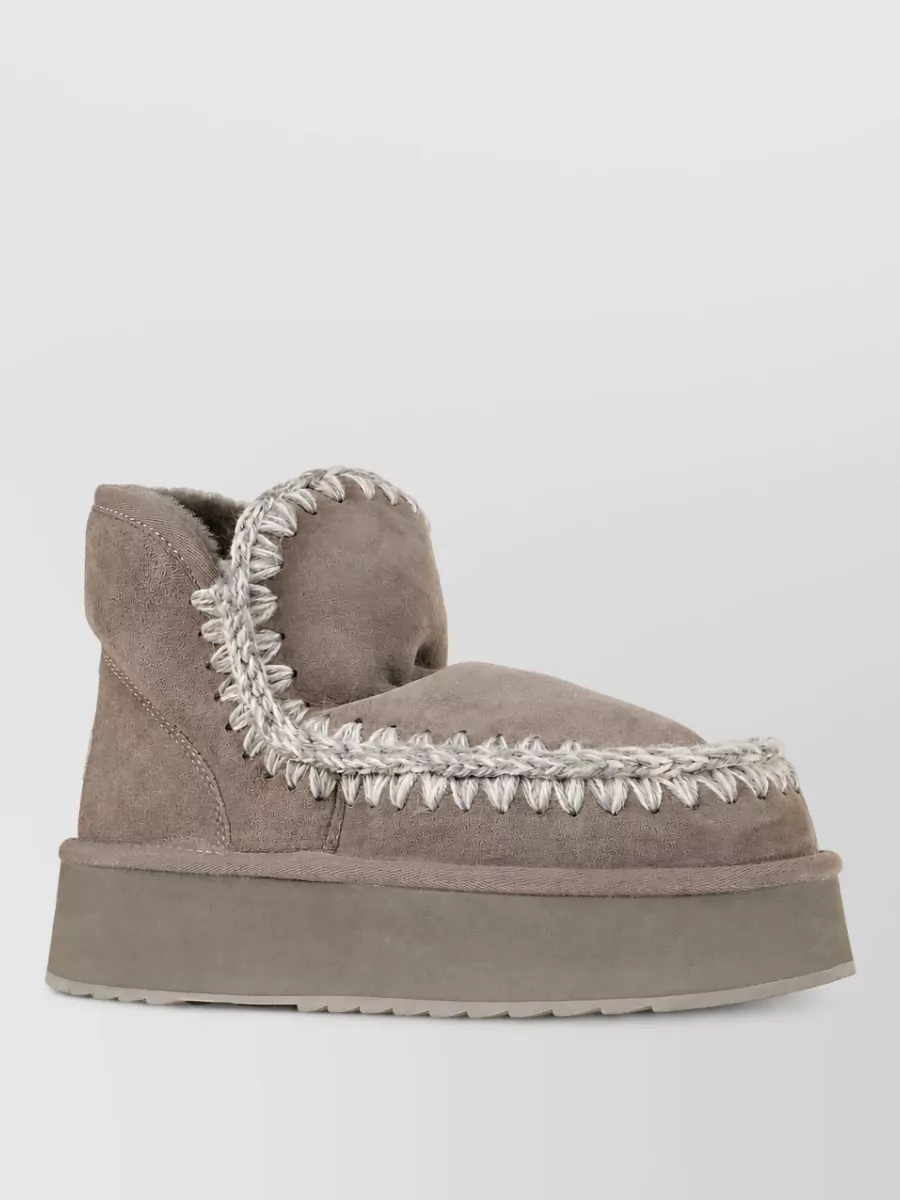 Mou sheepskin mini platform boots