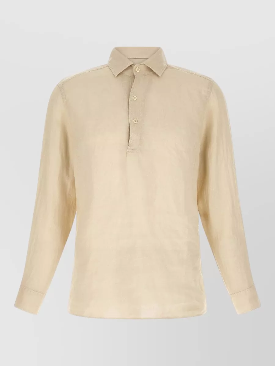 Mc2 Saint Barth linen long-sleeve polo shirt