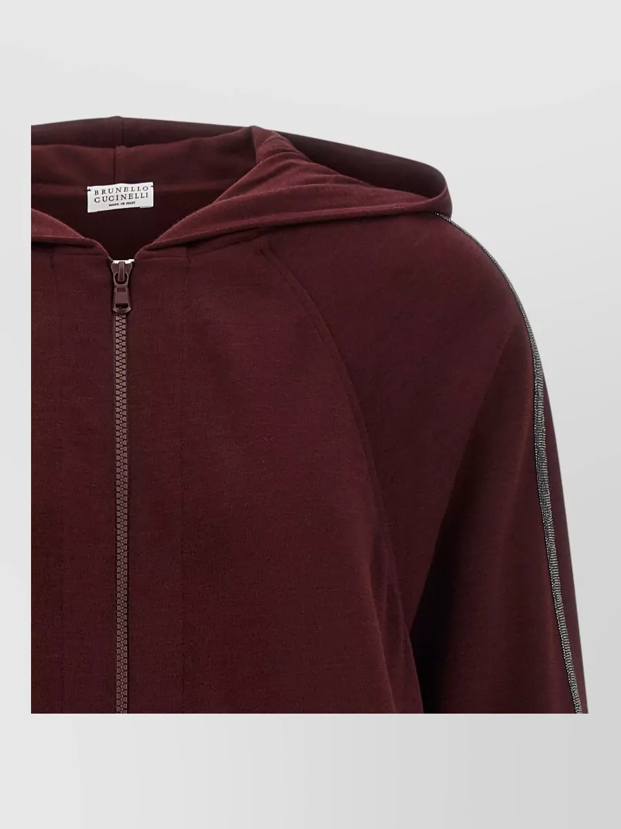 Brunello Cucinelli Silk-Blend Long-Sleeve Zip Hoodie