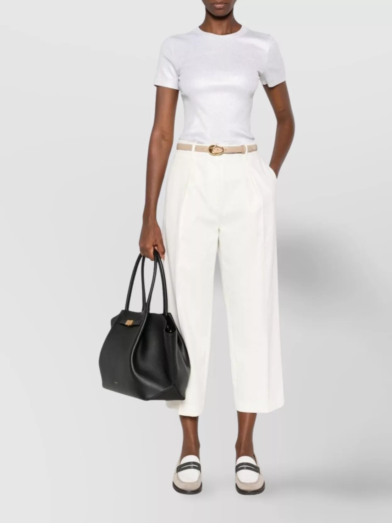 Brunello Cucinelli Ribbed Cotton Blend Round Neck T-shirt In White