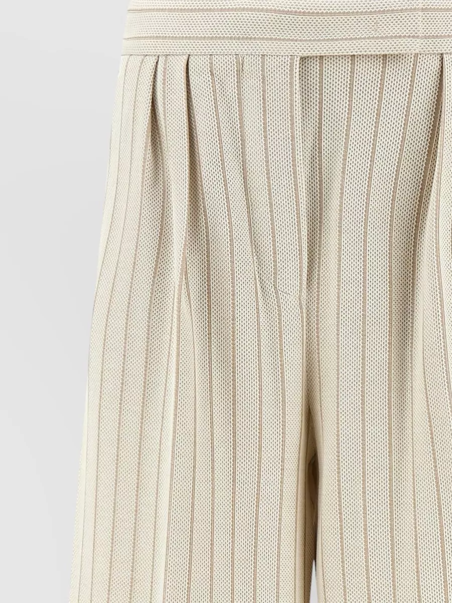 Max Mara Pinstripe Cotton High-Rise Pleated Wide-Leg Trousers