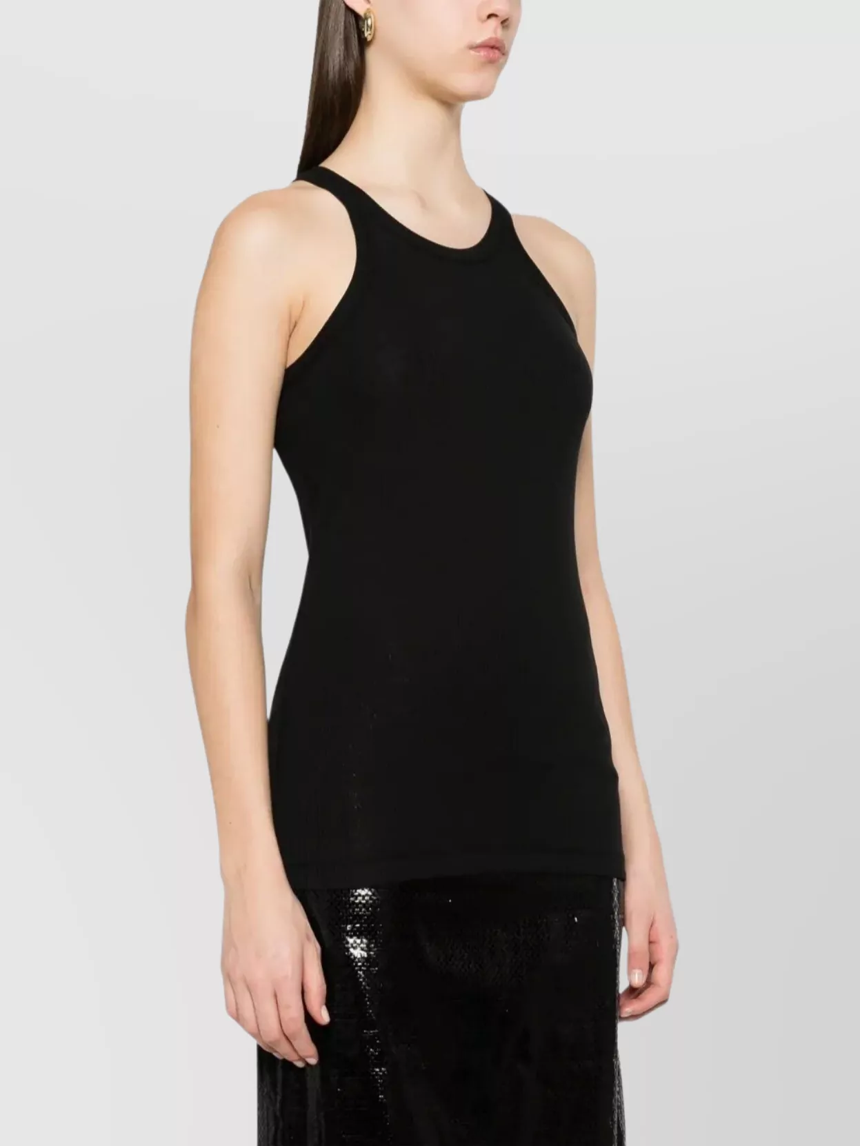 Sportmax Ribbed Crew Neck Racerback Sleeveless Top