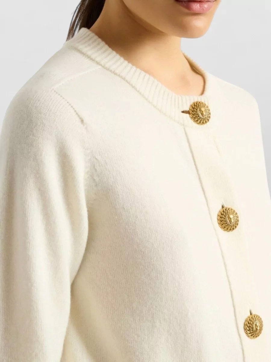 Balmain Cashmere Wool Ribbed Knit Cardigan